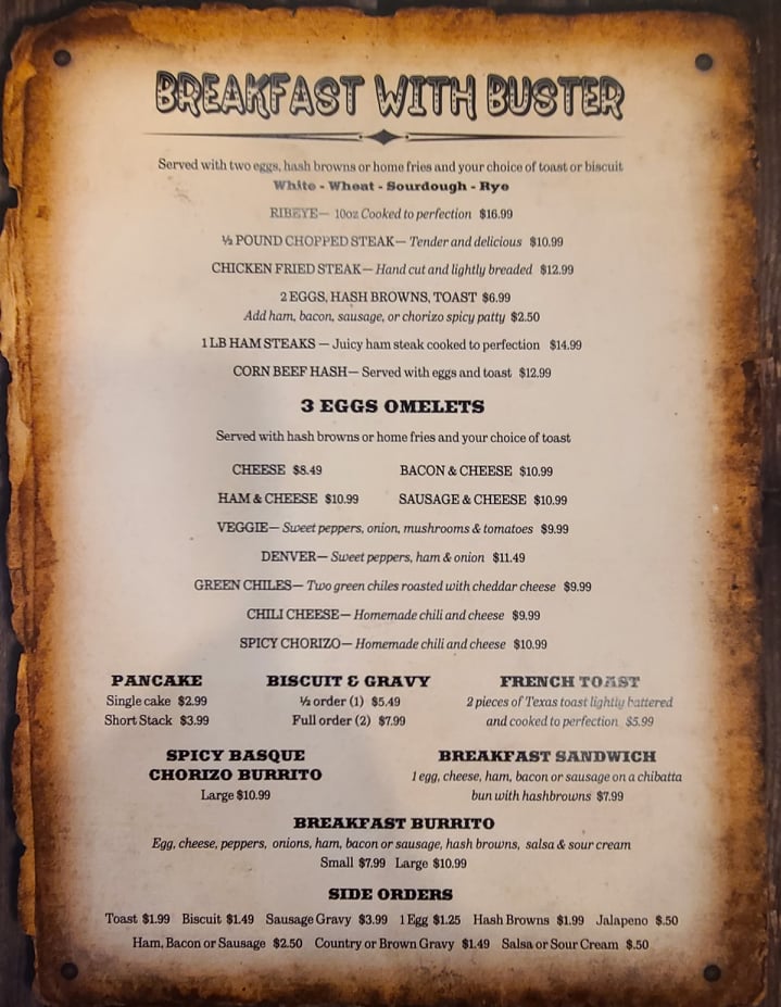 a part of the busters menu